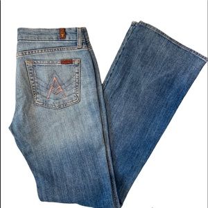 7 For All Mankind Womens ‘A’ Pocket Flare Leg Bootcut Jeans Size 28 Light Blue